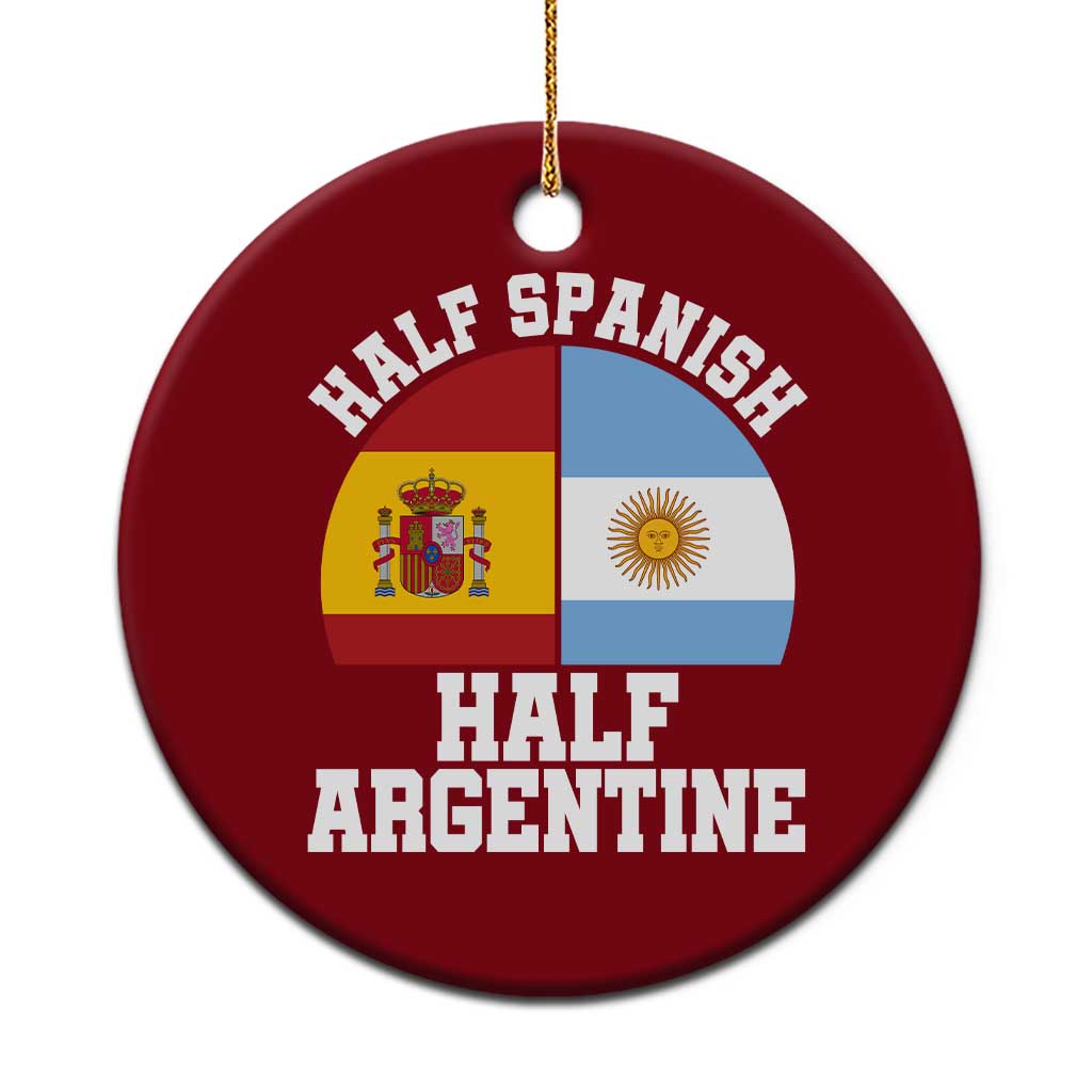 Half Spanish Half Argentine Flag Graphic Ceramic Ornament Proud Spain Argentina Dual Heritage Pride
