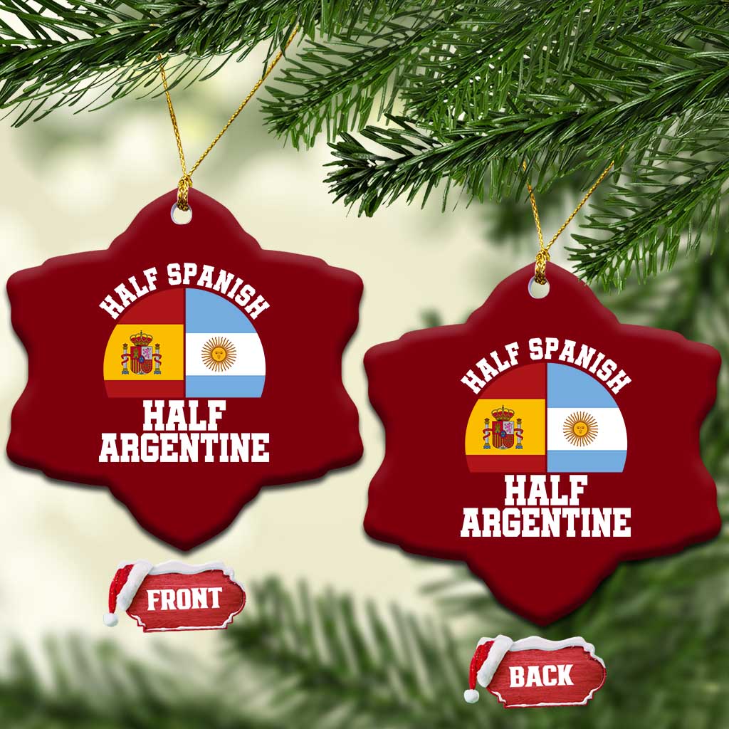 Half Spanish Half Argentine Flag Graphic Ceramic Ornament Proud Spain Argentina Dual Heritage Pride
