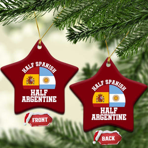Half Spanish Half Argentine Flag Graphic Ceramic Ornament Proud Spain Argentina Dual Heritage Pride