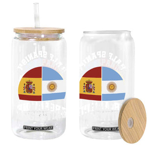 Half Spanish Half Argentine Flag Graphic Glass Can Proud Spain Argentina Dual Heritage Pride