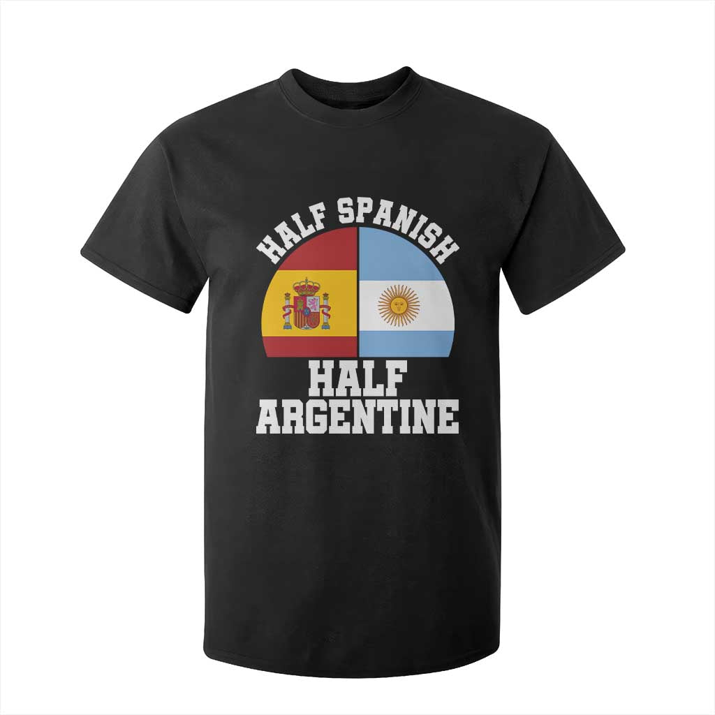 Half Spanish Half Argentine Flag Graphic T Shirt For Kid Proud Spain Argentina Dual Heritage Pride