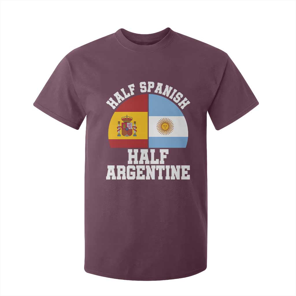Half Spanish Half Argentine Flag Graphic T Shirt For Kid Proud Spain Argentina Dual Heritage Pride