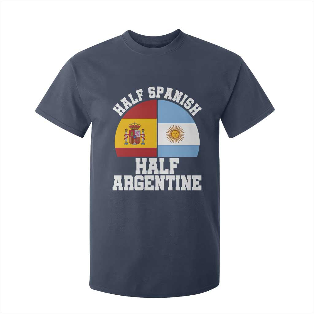 Half Spanish Half Argentine Flag Graphic T Shirt For Kid Proud Spain Argentina Dual Heritage Pride