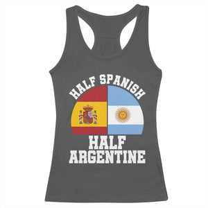 Half Spanish Half Argentine Flag Graphic Racerback Tank Top Proud Spain Argentina Dual Heritage Pride