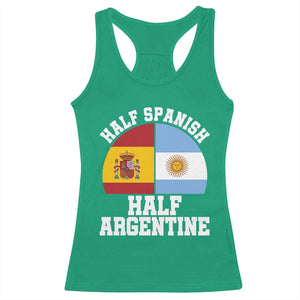 Half Spanish Half Argentine Flag Graphic Racerback Tank Top Proud Spain Argentina Dual Heritage Pride