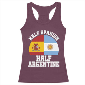 Half Spanish Half Argentine Flag Graphic Racerback Tank Top Proud Spain Argentina Dual Heritage Pride