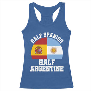 Half Spanish Half Argentine Flag Graphic Racerback Tank Top Proud Spain Argentina Dual Heritage Pride