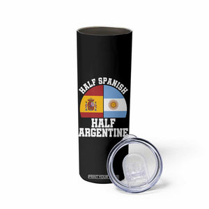 Half Spanish Half Argentine Flag Graphic Skinny Tumbler Proud Spain Argentina Dual Heritage Pride