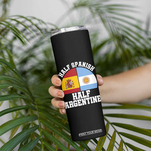 Half Spanish Half Argentine Flag Graphic Skinny Tumbler Proud Spain Argentina Dual Heritage Pride
