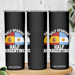 Half Spanish Half Argentine Flag Graphic Skinny Tumbler Proud Spain Argentina Dual Heritage Pride