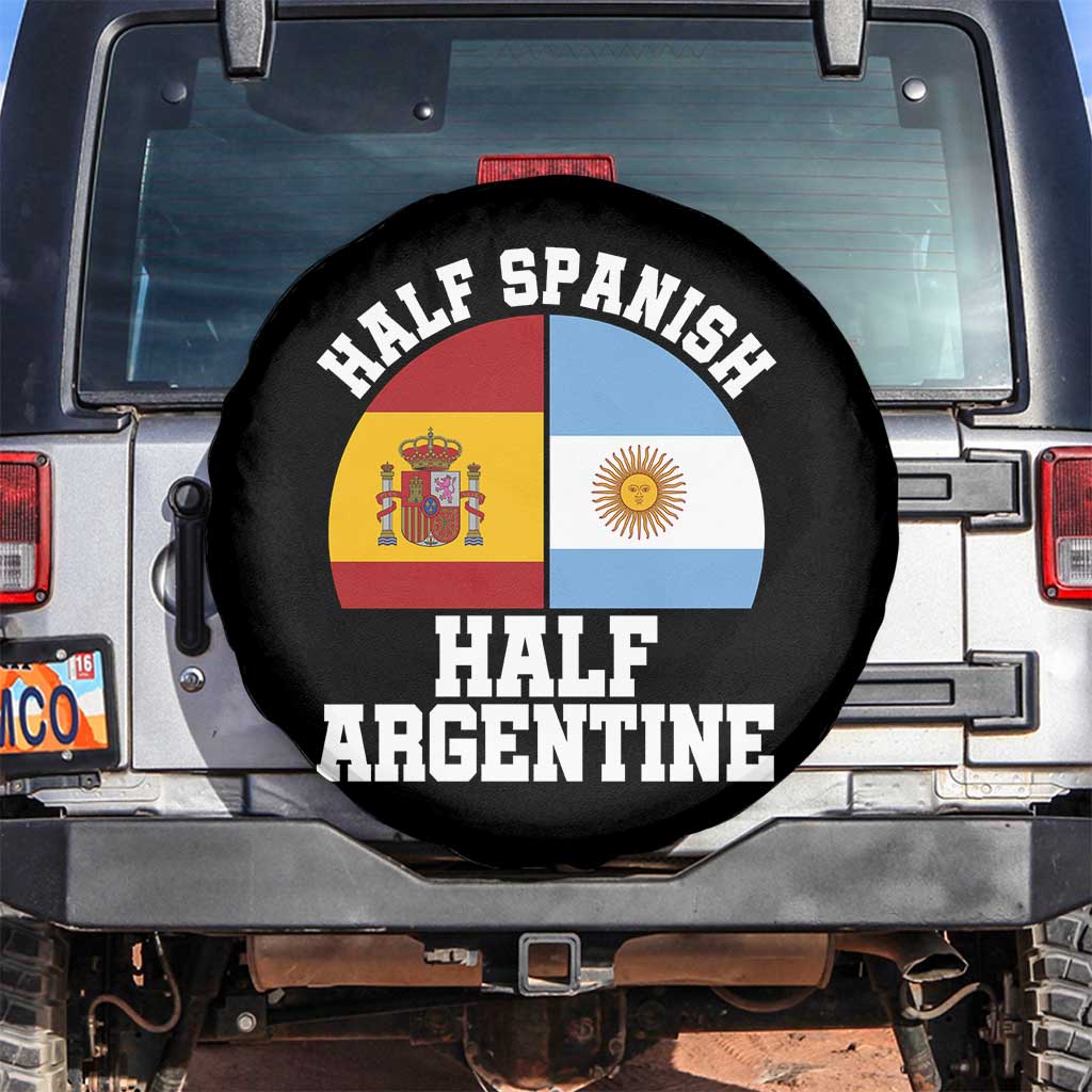 Half Spanish Half Argentine Flag Graphic Spare Tire Cover Proud Spain Argentina Dual Heritage Pride