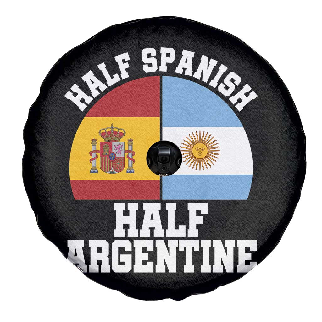 Half Spanish Half Argentine Flag Graphic Spare Tire Cover Proud Spain Argentina Dual Heritage Pride