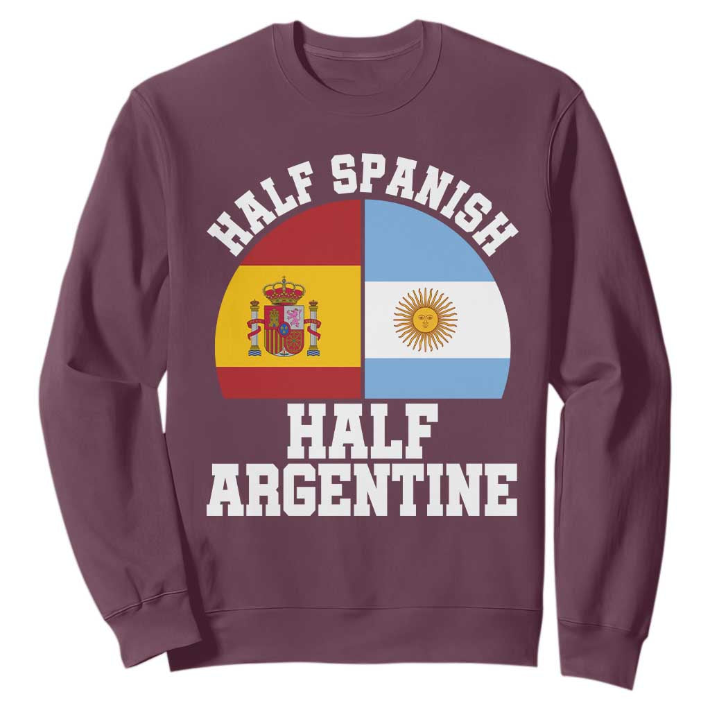 Half Spanish Half Argentine Flag Graphic Sweatshirt Proud Spain Argentina Dual Heritage Pride