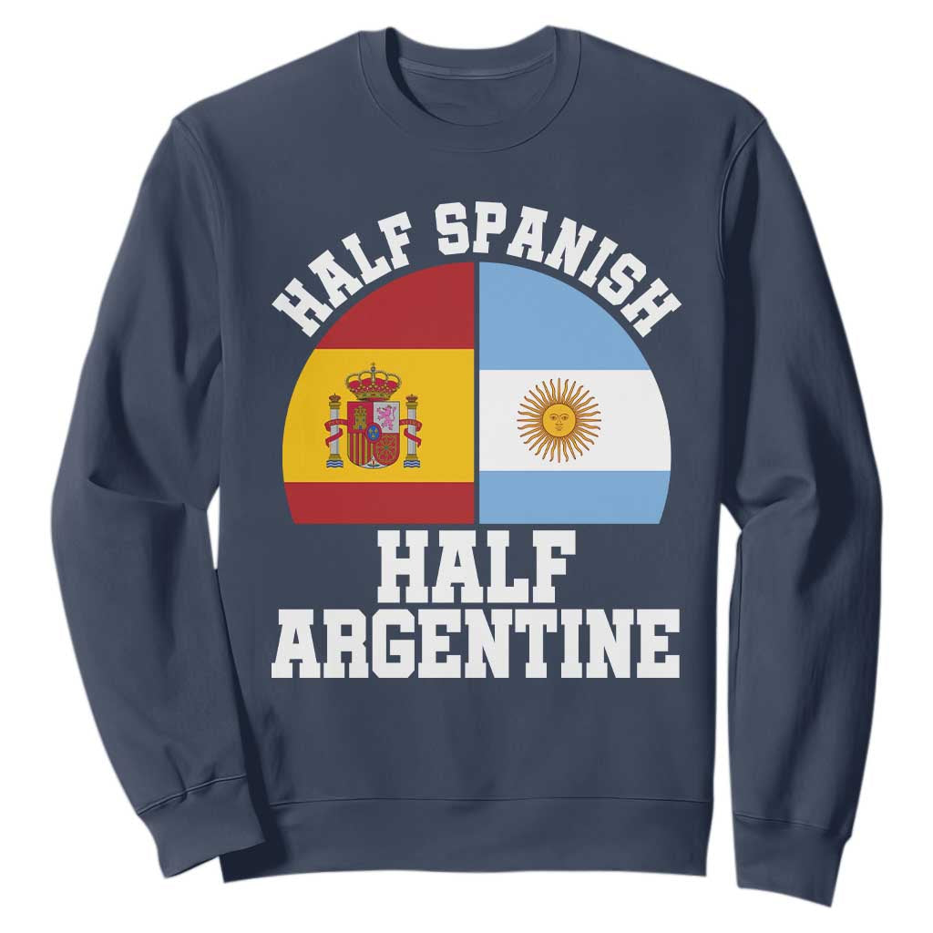 Half Spanish Half Argentine Flag Graphic Sweatshirt Proud Spain Argentina Dual Heritage Pride