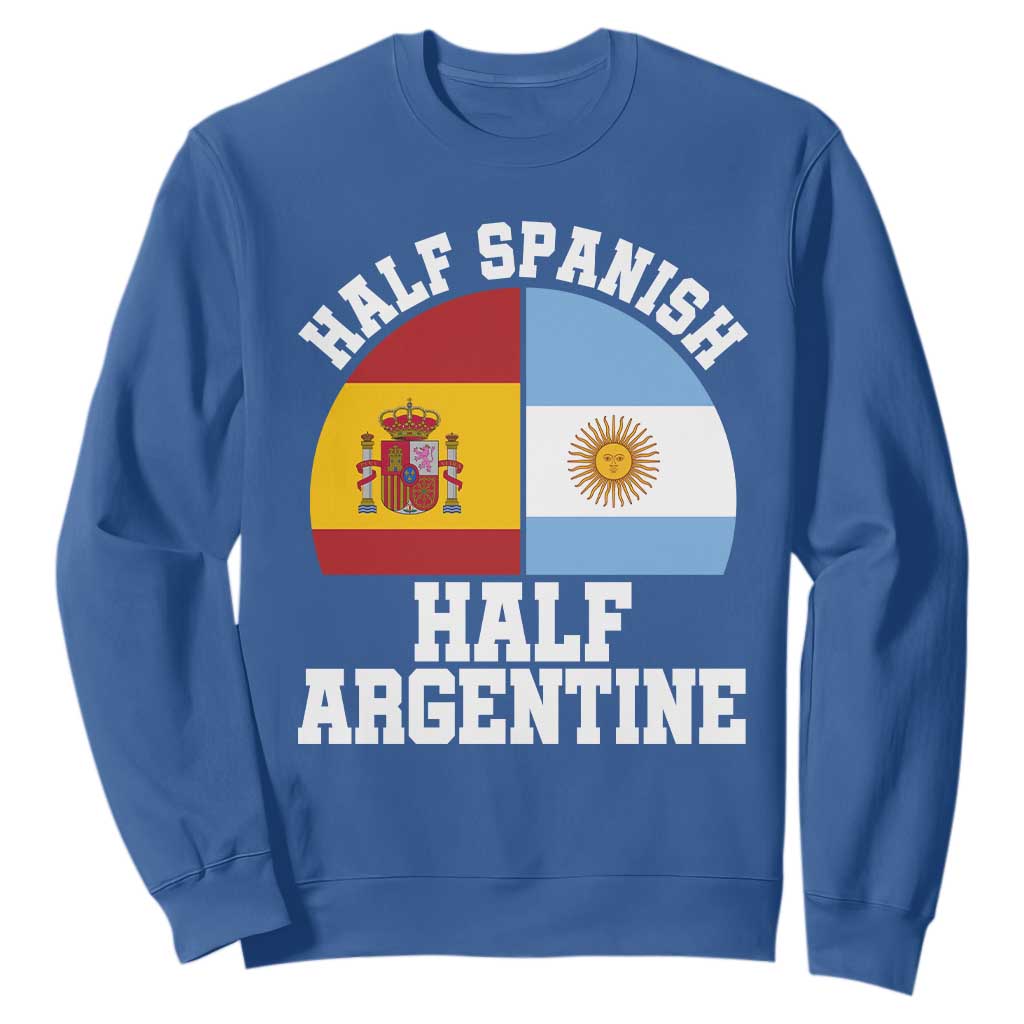 Half Spanish Half Argentine Flag Graphic Sweatshirt Proud Spain Argentina Dual Heritage Pride