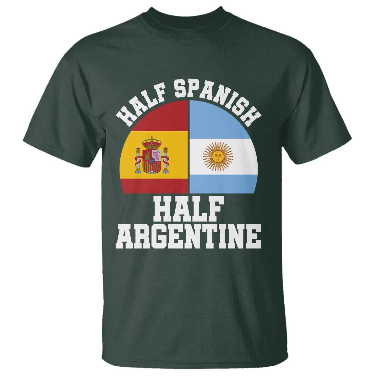 Half Spanish Half Argentine Flag Graphic T Shirt Proud Spain Argentina Dual Heritage Pride