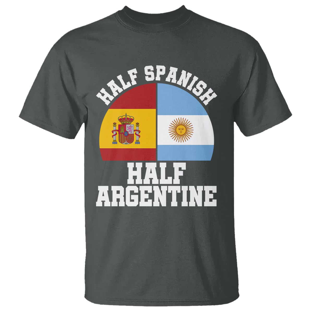 Half Spanish Half Argentine Flag Graphic T Shirt Proud Spain Argentina Dual Heritage Pride