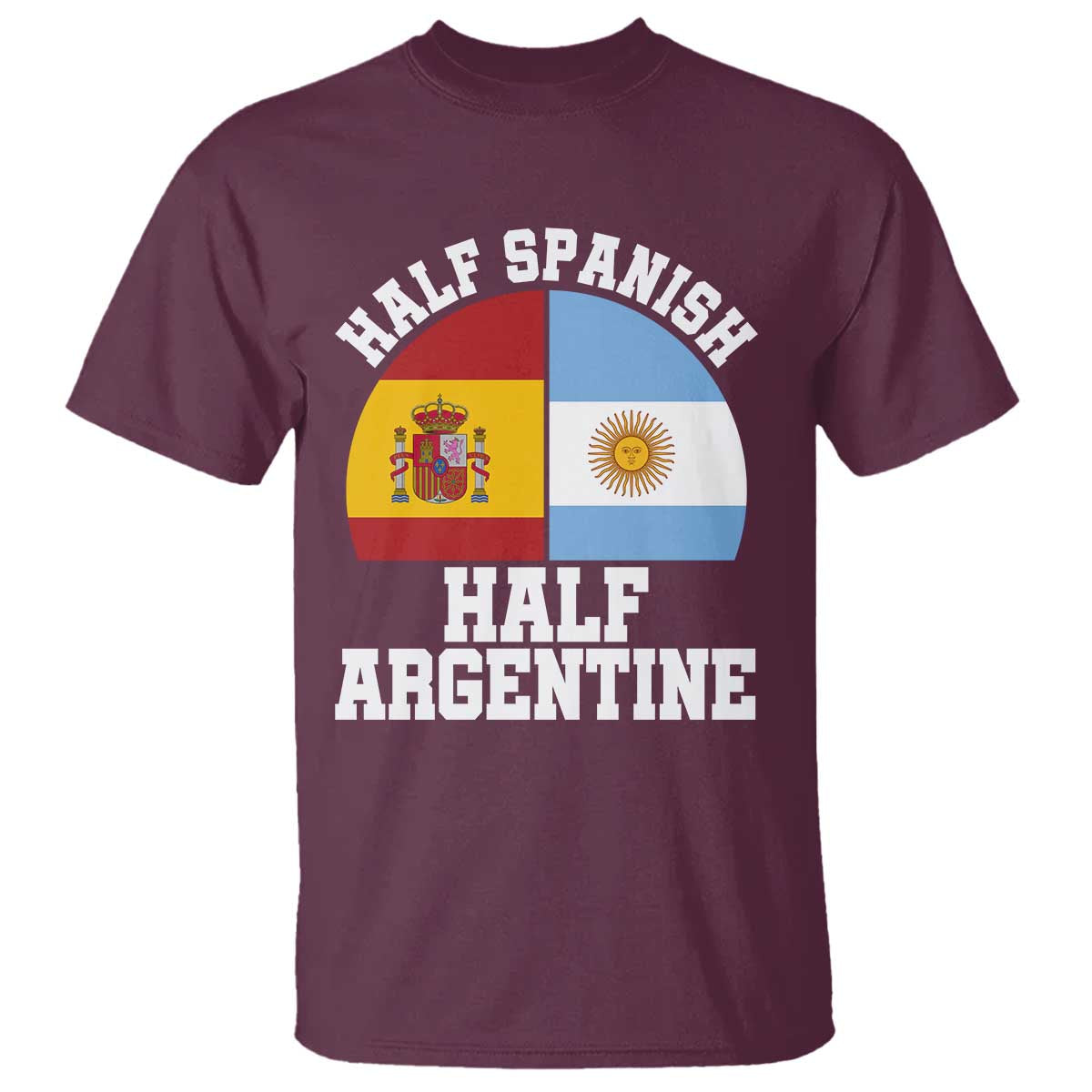 Half Spanish Half Argentine Flag Graphic T Shirt Proud Spain Argentina Dual Heritage Pride