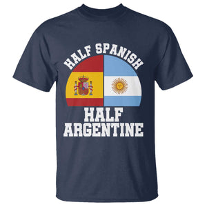 Half Spanish Half Argentine Flag Graphic T Shirt Proud Spain Argentina Dual Heritage Pride