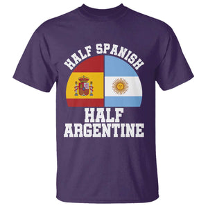 Half Spanish Half Argentine Flag Graphic T Shirt Proud Spain Argentina Dual Heritage Pride