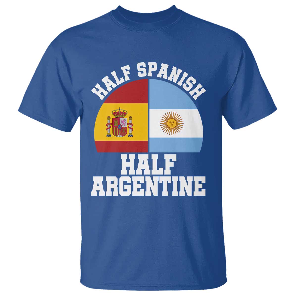 Half Spanish Half Argentine Flag Graphic T Shirt Proud Spain Argentina Dual Heritage Pride