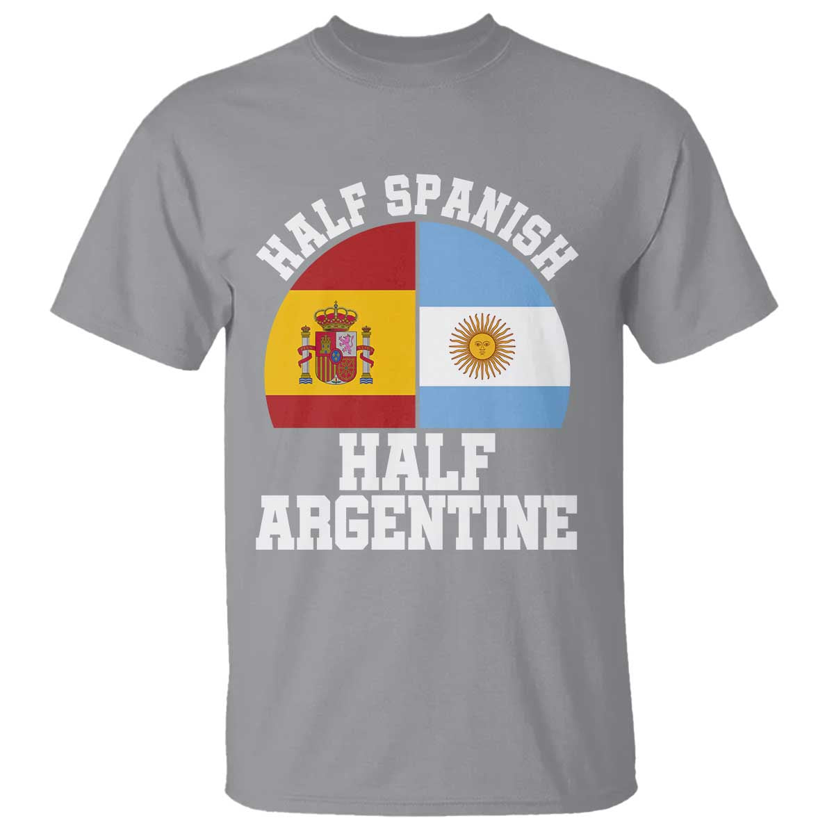 Half Spanish Half Argentine Flag Graphic T Shirt Proud Spain Argentina Dual Heritage Pride