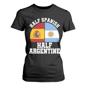 Half Spanish Half Argentine Flag Graphic T Shirt For Women Proud Spain Argentina Dual Heritage Pride