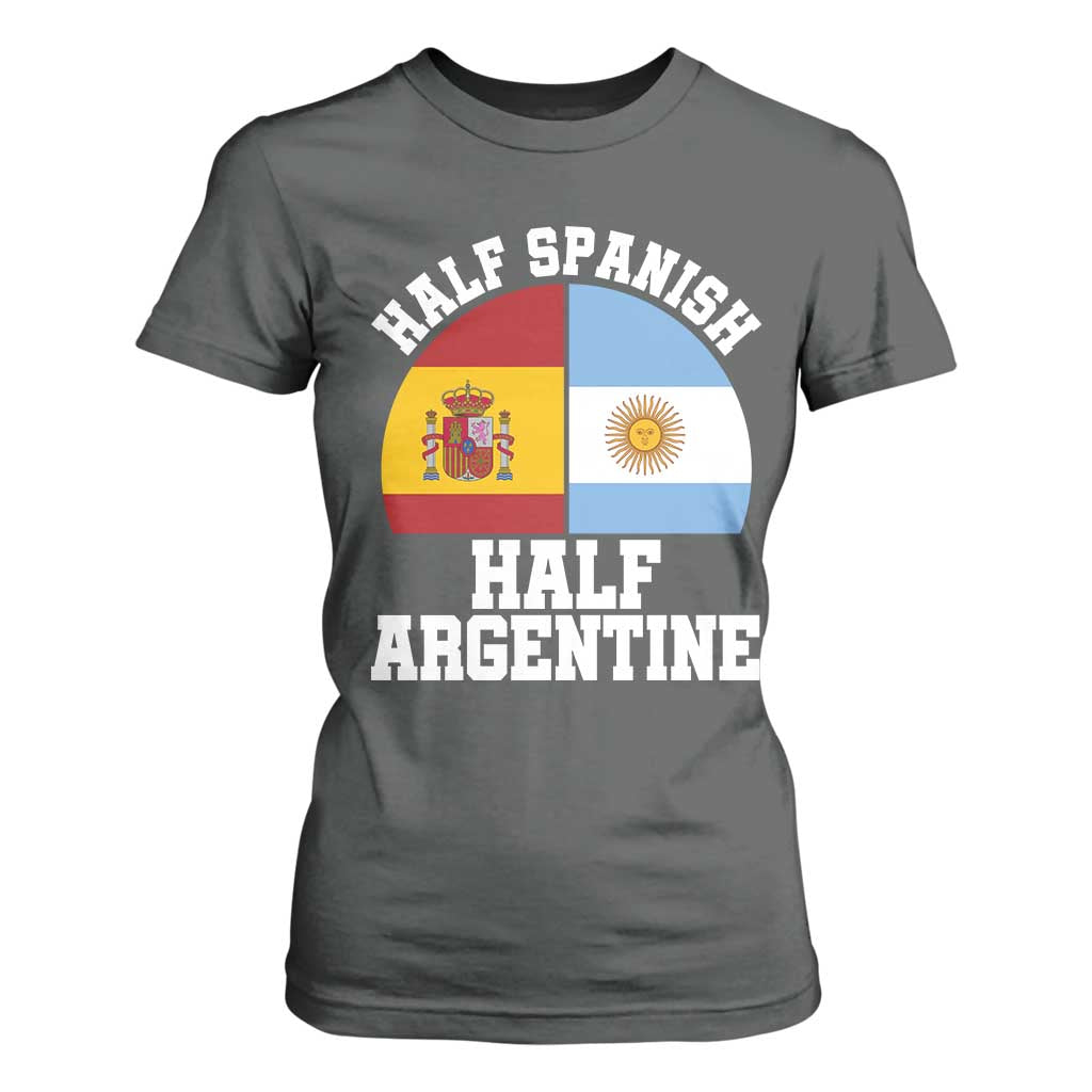 Half Spanish Half Argentine Flag Graphic T Shirt For Women Proud Spain Argentina Dual Heritage Pride