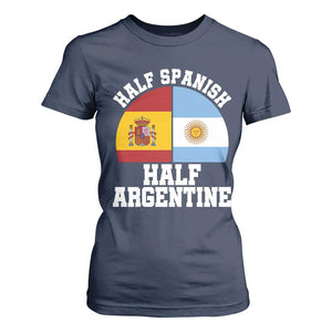 Half Spanish Half Argentine Flag Graphic T Shirt For Women Proud Spain Argentina Dual Heritage Pride