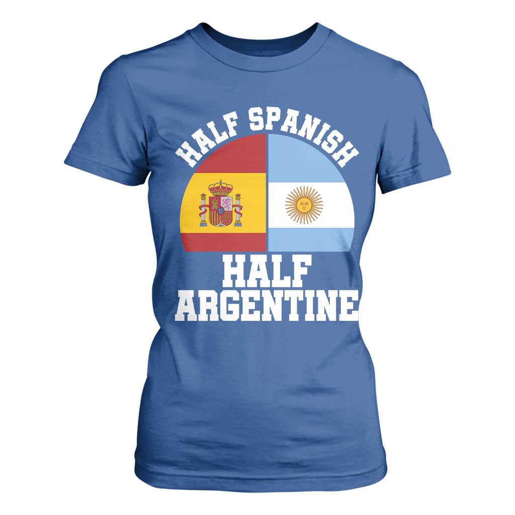 Half Spanish Half Argentine Flag Graphic T Shirt For Women Proud Spain Argentina Dual Heritage Pride