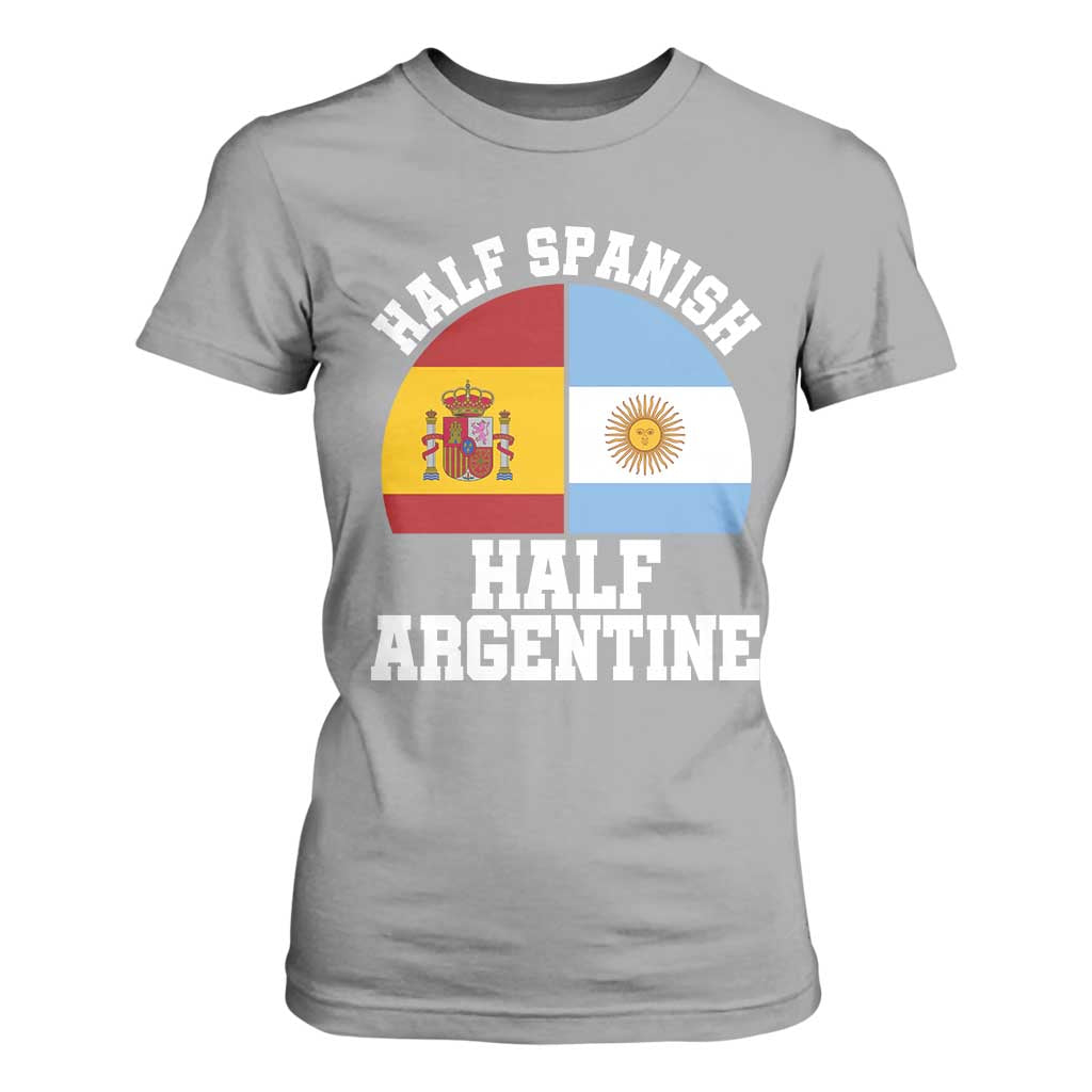 Half Spanish Half Argentine Flag Graphic T Shirt For Women Proud Spain Argentina Dual Heritage Pride