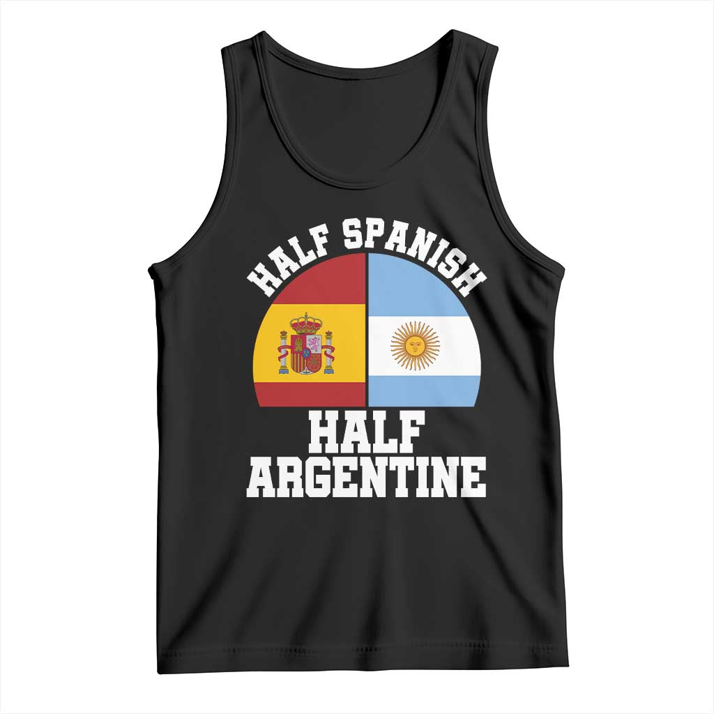 Half Spanish Half Argentine Flag Graphic Tank Top Proud Spain Argentina Dual Heritage Pride