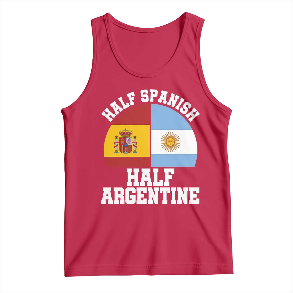 Half Spanish Half Argentine Flag Graphic Tank Top Proud Spain Argentina Dual Heritage Pride
