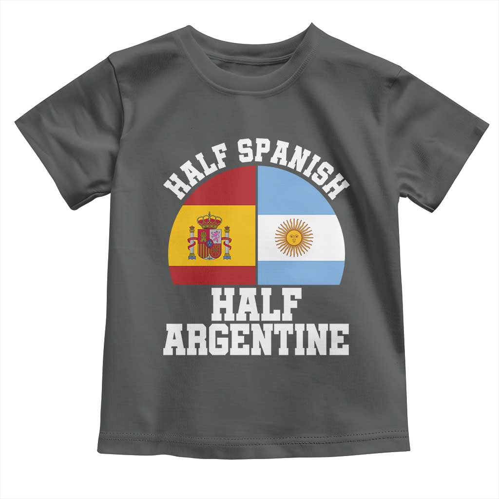 Half Spanish Half Argentine Flag Graphic Toddler T Shirt Proud Spain Argentina Dual Heritage Pride