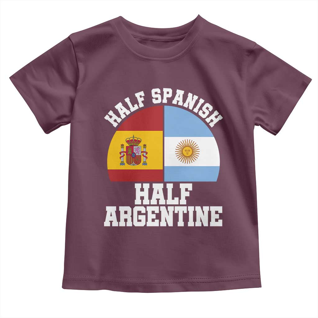 Half Spanish Half Argentine Flag Graphic Toddler T Shirt Proud Spain Argentina Dual Heritage Pride