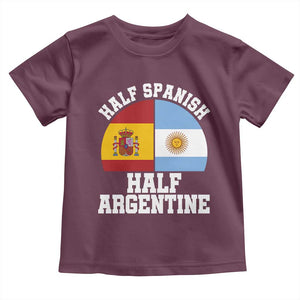 Half Spanish Half Argentine Flag Graphic Toddler T Shirt Proud Spain Argentina Dual Heritage Pride