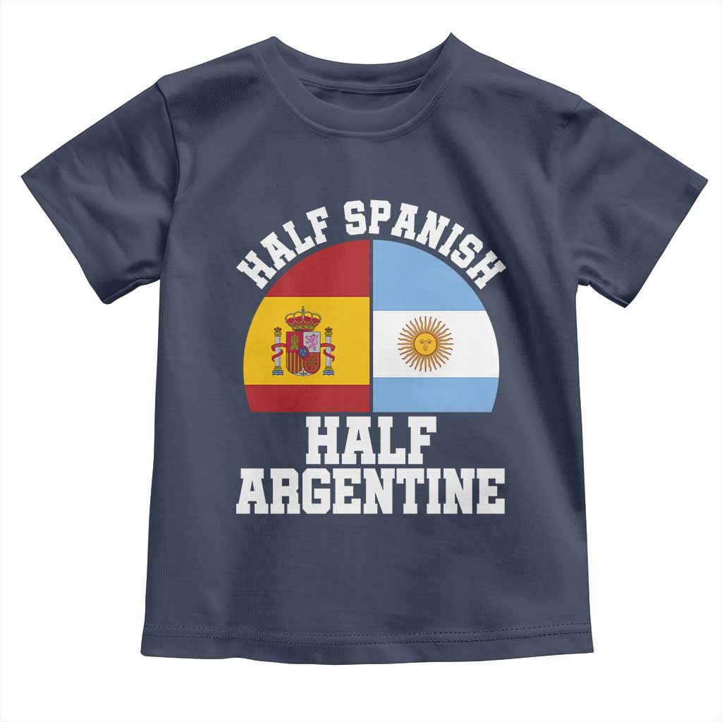 Half Spanish Half Argentine Flag Graphic Toddler T Shirt Proud Spain Argentina Dual Heritage Pride