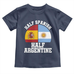 Half Spanish Half Argentine Flag Graphic Toddler T Shirt Proud Spain Argentina Dual Heritage Pride