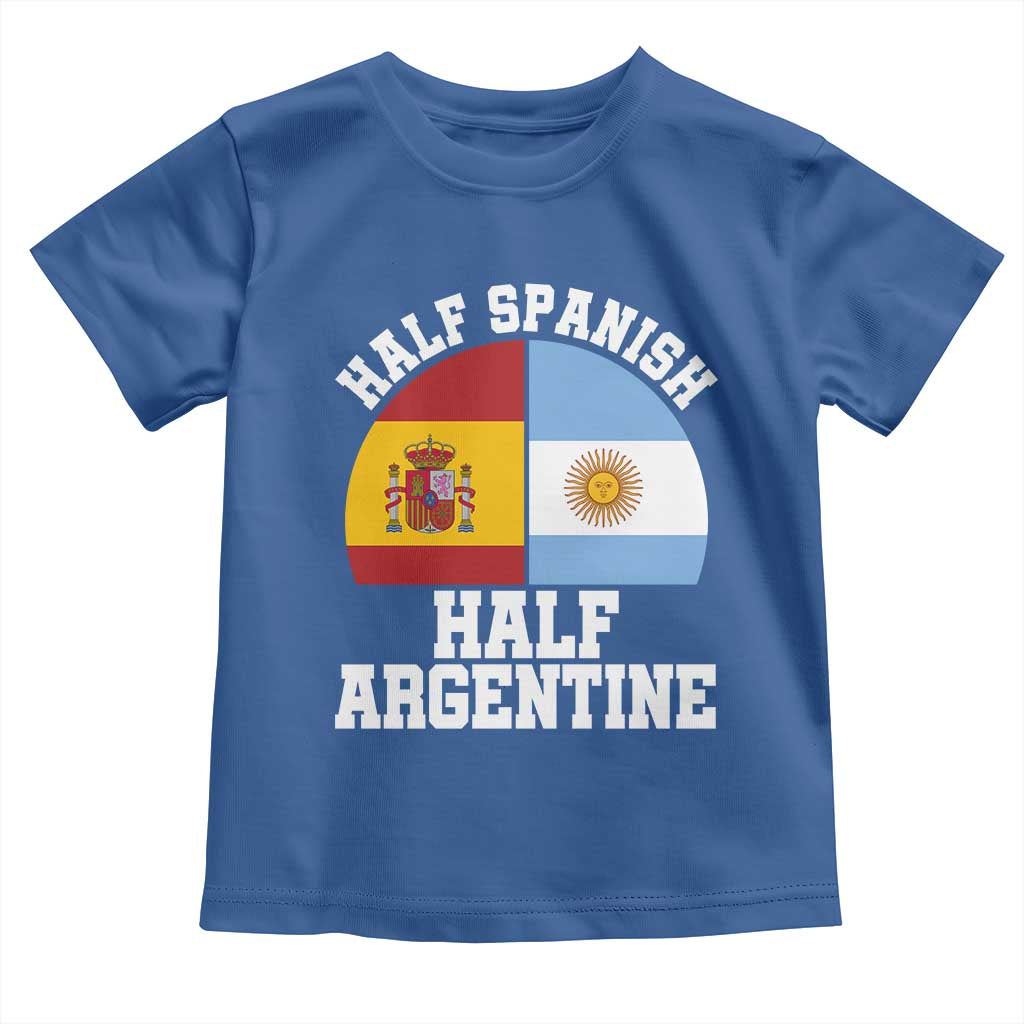 Half Spanish Half Argentine Flag Graphic Toddler T Shirt Proud Spain Argentina Dual Heritage Pride