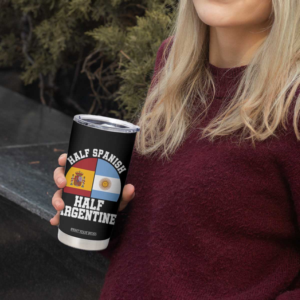 Half Spanish Half Argentine Flag Graphic Tumbler Cup Proud Spain Argentina Dual Heritage Pride