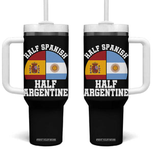 Half Spanish Half Argentine Flag Graphic Tumbler With Handle Proud Spain Argentina Dual Heritage Pride