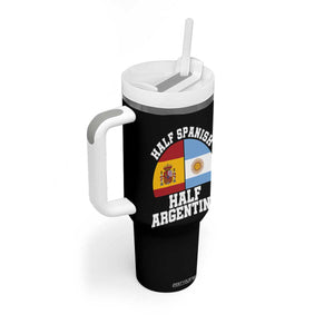 Half Spanish Half Argentine Flag Graphic Tumbler With Handle Proud Spain Argentina Dual Heritage Pride