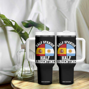 Half Spanish Half Argentine Flag Graphic Tumbler With Handle Proud Spain Argentina Dual Heritage Pride