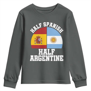 Half Spanish Half Argentine Flag Graphic Youth Sweatshirt Proud Spain Argentina Dual Heritage Pride