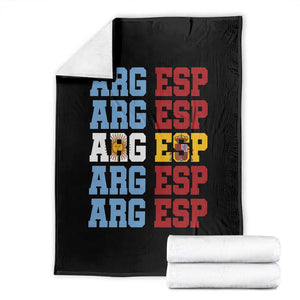 Retro ARG ESP Argentina Espana Flag Typography Graphic Throw Blanket Country Code Dual Argentine Spainish Heritage Pride
