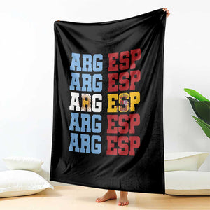 Retro ARG ESP Argentina Espana Flag Typography Graphic Throw Blanket Country Code Dual Argentine Spainish Heritage Pride
