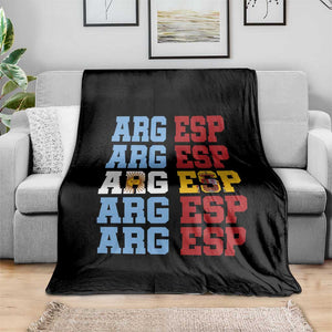 Retro ARG ESP Argentina Espana Flag Typography Graphic Throw Blanket Country Code Dual Argentine Spainish Heritage Pride