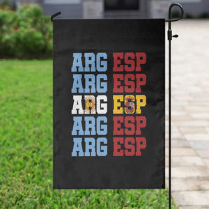 Retro ARG ESP Argentina Espana Flag Typography Graphic Garden Flag Country Code Dual Argentine Spainish Heritage Pride