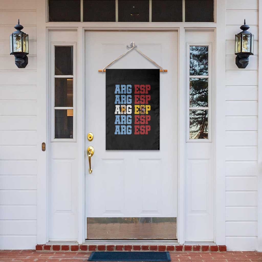 Retro ARG ESP Argentina Espana Flag Typography Graphic Garden Flag Country Code Dual Argentine Spainish Heritage Pride