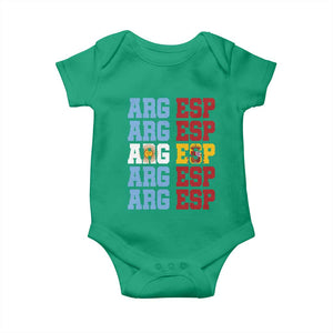 Retro ARG ESP Argentina Espana Flag Typography Graphic Baby Onesie Country Code Dual Argentine Spainish Heritage Pride